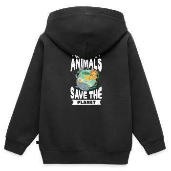 Climate change - Kids Premium Organic Zip-up Hoodie - black - Back - AI Model Kid Male (0cm)