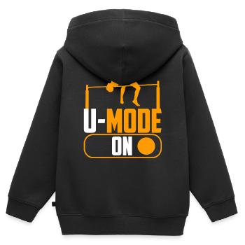 Saut à la perche Saut à la perche - Sweat Premium à capuche zippé enfant bio - noir - Dos - AI Model Kid Male (0cm)