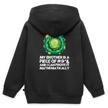 Ich hasse meinen Bruder Spruch mit Cartoon Portal - Kinder Premium Organic Zip Hoodie - Schwarz - Hinten - AI Model Kid Male (0cm)
