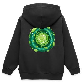 Cooles Grünes Sci-Fi Cartoon Portal für Zeitreisen - Kinder Premium Organic Zip Hoodie - Schwarz - Hinten - AI Model Kid Male (0cm)