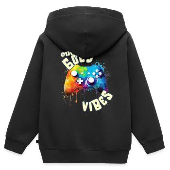 Seulement de bonnes vibrations: contrôleur de jeu cool Good Life - Sweat Premium à capuche zippé enfant bio - noir - Dos - AI Model Kid Male (0cm)