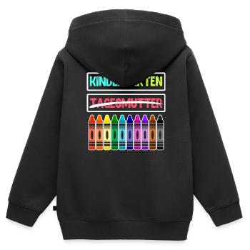 Hallo Kindergarten Tschüss Tagesmutter - Kinder Premium Organic Zip Hoodie - Schwarz - Hinten - AI Model Kid Male (0cm)