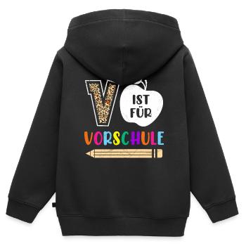 Vorschulkinder V ist für Vorschule Kleinkind - Kinder Premium Organic Zip Hoodie - Schwarz - Hinten - AI Model Kid Male (0cm)