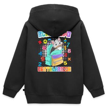 Schulkind Erstklassich Katzenfans Einschulung - Kinder Premium Organic Zip Hoodie - Schwarz - Hinten - AI Model Kid Male (0cm)