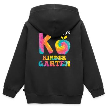 K is for kindergarten kindergarten children - Kids Premium Organic Zip-up Hoodie - black - Back - AI Model Kid Male (0cm)