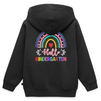 Hallo Kindergarten Tschüss Tagesmutter - Kinder Premium Organic Zip Hoodie - Schwarz - Hinten - AI Model Kid Male (0cm)