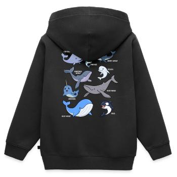 Verschiedene Kawaii Wale - Kinder Premium Organic Zip Hoodie - Schwarz - Hinten - AI Model Kid Male (0cm)