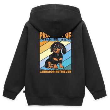 Propriété d’un Labrador Retriever pourri gâté - Sweat Premium à capuche zippé enfant bio - noir - Dos - AI Model Kid Male (0cm)