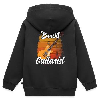 Guitariste Basse Bassiste Basse Musicien de guitare basse - Sweat Premium à capuche zippé enfant bio - noir - Dos - AI Model Kid Male (0cm)