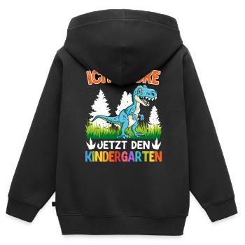 Kindergartenkind Ich rocke jetzt den Kindergarten - Kinder Premium Organic Zip Hoodie - Schwarz - Hinten - AI Model Kid Male (0cm)