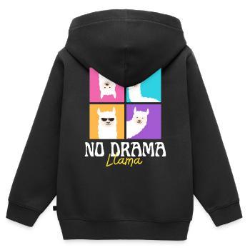 No drama llama - Kinder Premium Organic Zip Hoodie - Schwarz - Hinten - AI Model Kid Male (0cm)