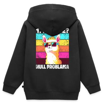 1. Klasse Null Problama Lama Einschulung Geschenk - Kinder Premium Organic Zip Hoodie - Schwarz - Hinten - AI Model Kid Male (0cm)