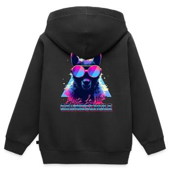 Retro Hasta La Vista Grundschule Abschluss Lama - Kinder Premium Organic Zip Hoodie - Schwarz - Hinten - AI Model Kid Male (0cm)