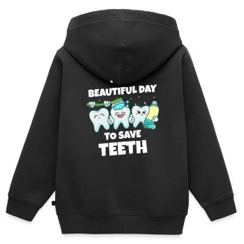 Zahn Zähne Zahnarzt Zahnmedizinische Angestellte - Kinder Premium Organic Zip Hoodie - Schwarz - Hinten - AI Model Kid Male (0cm)
