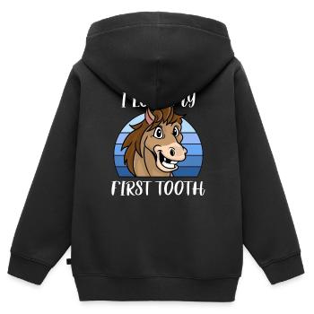 Zahn Zähne Zahnarzt Zahnmedizinische Angestellte - Kinder Premium Organic Zip Hoodie - Schwarz - Hinten - AI Model Kid Male (0cm)