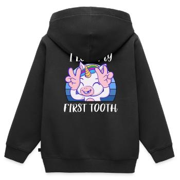 Zahn Zähne Zahnarzt Zahnmedizinische Angestellte - Kinder Premium Organic Zip Hoodie - Schwarz - Hinten - AI Model Kid Male (0cm)