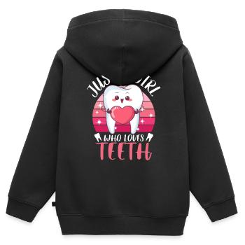Zahn Zähne Zahnarzt Zahnmedizinische Angestellte - Kinder Premium Organic Zip Hoodie - Schwarz - Hinten - AI Model Kid Male (0cm)