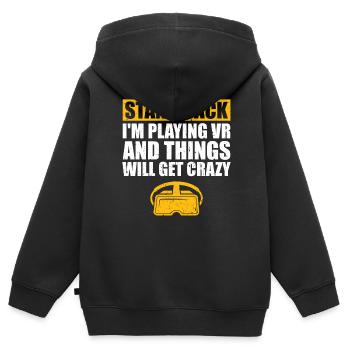 Cadeau VR de réalité virtuelle - Sweat Premium à capuche zippé enfant bio - noir - Dos - AI Model Kid Male (0cm)
