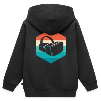 Cadeau VR de réalité virtuelle - Sweat Premium à capuche zippé enfant bio - noir - Dos - AI Model Kid Male (0cm)