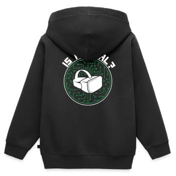 Cadeau VR de réalité virtuelle - Sweat Premium à capuche zippé enfant bio - noir - Dos - AI Model Kid Male (0cm)