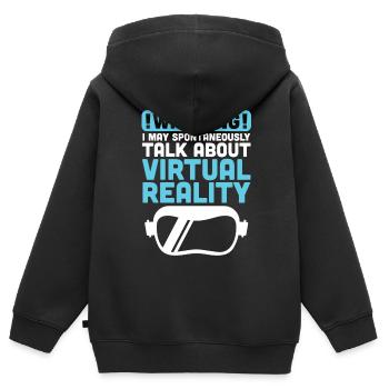 Cadeau VR de réalité virtuelle - Sweat Premium à capuche zippé enfant bio - noir - Dos - AI Model Kid Male (0cm)