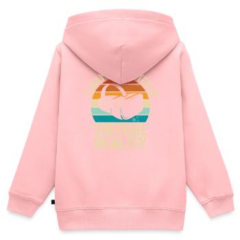 Cadeau VR de réalité virtuelle - Sweat Premium à capuche zippé enfant bio - rose - Dos - AI Model Kid Female (0cm)