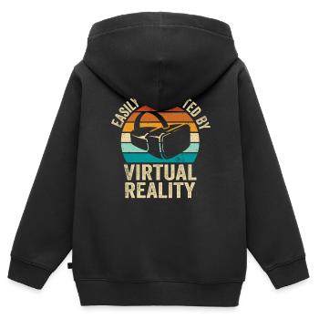 Virtual Reality VR Geschenk - Kinder Premium Organic Zip Hoodie - Schwarz - Hinten - AI Model Kid Male (0cm)