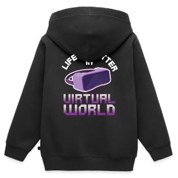 Cadeau VR de réalité virtuelle - Sweat Premium à capuche zippé enfant bio - noir - Dos - AI Model Kid Male (0cm)