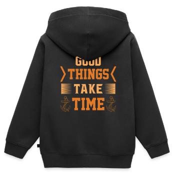 Good things take time - Gut Ding hat Weile - Kids Premium Organic Zip-up Hoodie - black - Back - AI Model Kid Male (0cm)