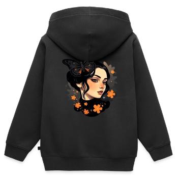 Aesthetic Girl: Gothic Wave Design avec - Sweat Premium à capuche zippé enfant bio - noir - Dos - AI Model Kid Male (0cm)
