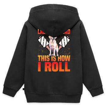Papa Labrador c’est comme ça que je roule - Sweat Premium à capuche zippé enfant bio - noir - Dos - AI Model Kid Male (0cm)