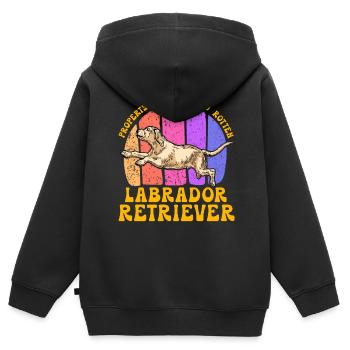 Propriété d’un Labrador Retriever pourri gâté - Sweat Premium à capuche zippé enfant bio - noir - Dos - AI Model Kid Male (0cm)