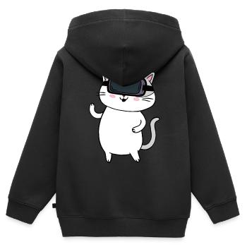 Cadeau VR de réalité virtuelle - Sweat Premium à capuche zippé enfant bio - noir - Dos - AI Model Kid Male (0cm)