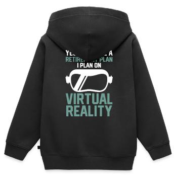 Cadeau VR de réalité virtuelle - Sweat Premium à capuche zippé enfant bio - noir - Dos - AI Model Kid Male (0cm)