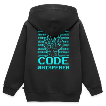 Code Whisperer Coding Coder Programmer - Kids Premium Organic Zip-up Hoodie - black - Back - AI Model Kid Male (0cm)