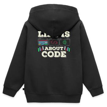 Im Leben Geht Es Um Code Coder Coding - Kinder Premium Organic Zip Hoodie - Schwarz - Hinten - AI Model Kid Male (0cm)