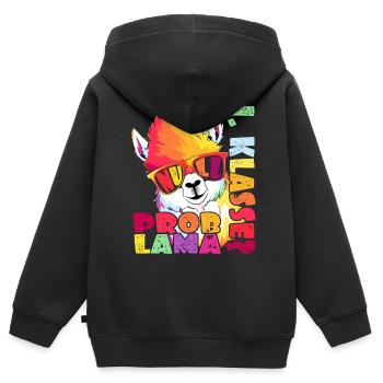1. Klasse Null Problama Lama Alpaka Einschulung - Kinder Premium Organic Zip Hoodie - Schwarz - Hinten - AI Model Kid Male (0cm)
