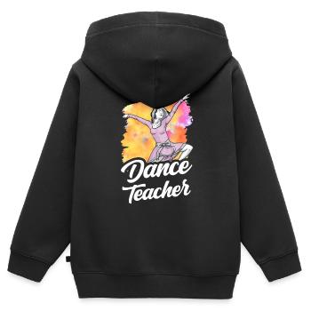 Professeur de danse Cours de danse Professeur de danse École de danse - Sweat Premium à capuche zippé enfant bio - noir - Dos - AI Model Kid Male (0cm)