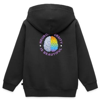 TDAH TDAH Cadeau de déficit de l’attention - Sweat Premium à capuche zippé enfant bio - noir - Dos - AI Model Kid Male (0cm)
