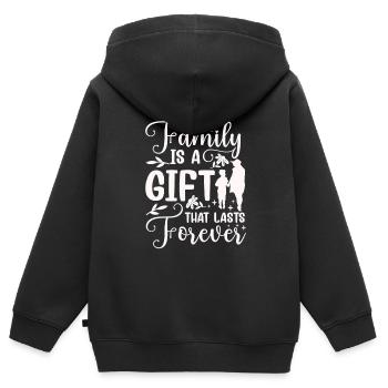 Familie Ist Ein Geschenk Das Ewig Währt Verwandte - Kinder Premium Organic Zip Hoodie - Schwarz - Hinten - AI Model Kid Male (0cm)
