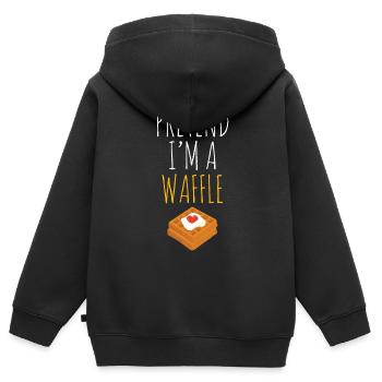 Faire semblant d’être une gaufre - Sweat Premium à capuche zippé enfant bio - noir - Dos - AI Model Kid Male (0cm)