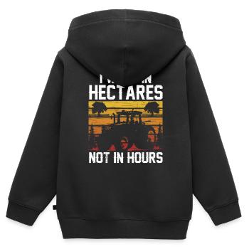 Ich Arbeite In Hektar Nicht In Stunden Bauer - Kinder Premium Organic Zip Hoodie - Schwarz - Hinten - AI Model Kid Male (0cm)
