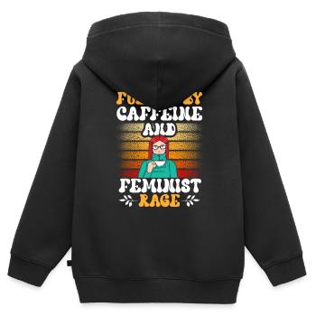 fueled by caffeine and feminist rage - Kids Premium Organic Zip-up Hoodie - black - Back - AI Model Kid Male (0cm)