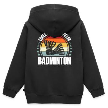 Badminton - Kinder Premium Organic Zip Hoodie - Schwarz - Hinten - AI Model Kid Male (0cm)