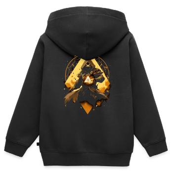 Epic Gamer Guardian with golden energy source - Kids Premium Organic Zip-up Hoodie - black - Back - AI Model Kid Male (0cm)