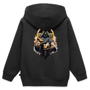 Epic Gamer Guardian with golden energy source - Kids Premium Organic Zip-up Hoodie - black - Back - AI Model Kid Male (0cm)