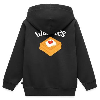 Gaufres - Sweat Premium à capuche zippé enfant bio - noir - Dos - AI Model Kid Male (0cm)