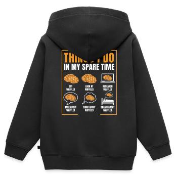 Gaufres - Sweat Premium à capuche zippé enfant bio - noir - Dos - AI Model Kid Male (0cm)