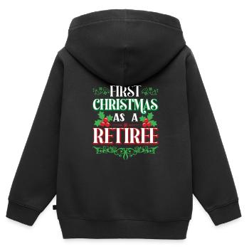 La première Noël enceinte en tant que retraitée - Sweat Premium à capuche zippé enfant bio - noir - Dos - AI Model Kid Male (0cm)