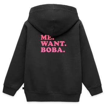 Thé à bulles - Sweat Premium à capuche zippé enfant bio - noir - Dos - AI Model Kid Male (0cm)